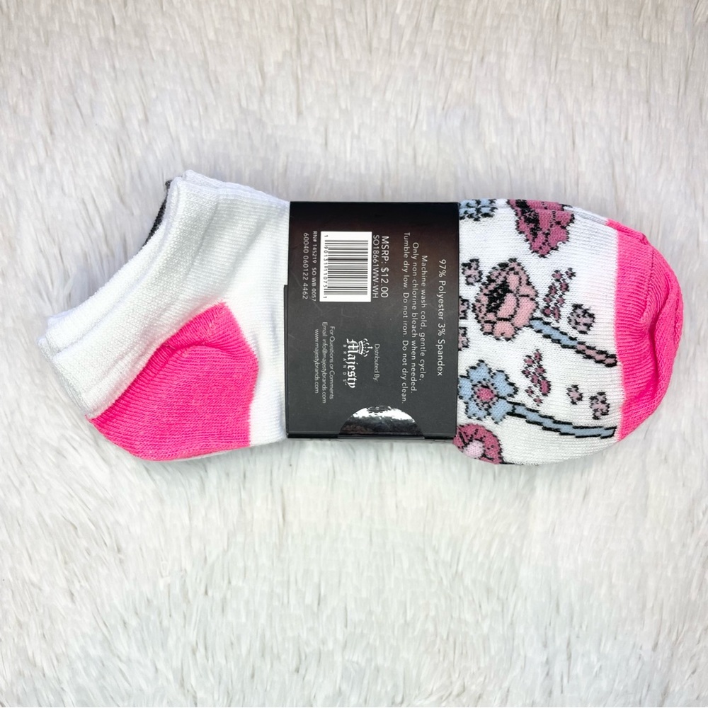 colorful 6 pairs socks pink navy flowers - Picture 6 of 8